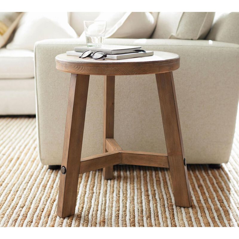 Pottery Barn Rustic Farmhouse Round Side Table image number 3